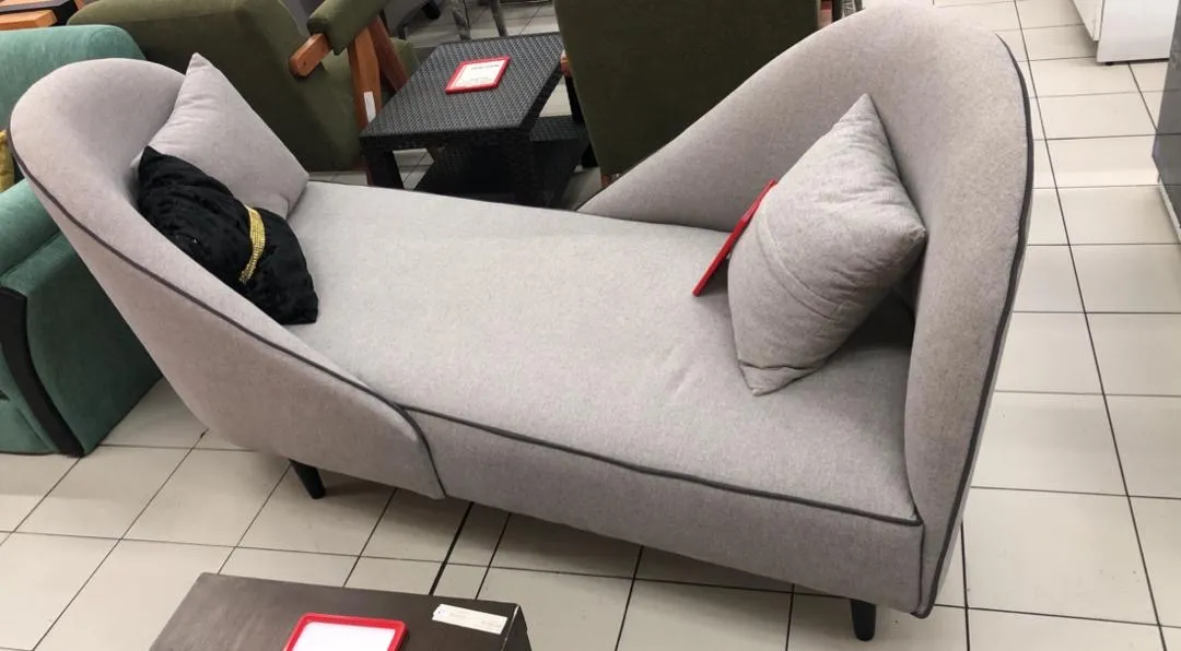 MODERN GRAY UPHOLSTERED CHAISE LOUNGE SOFA