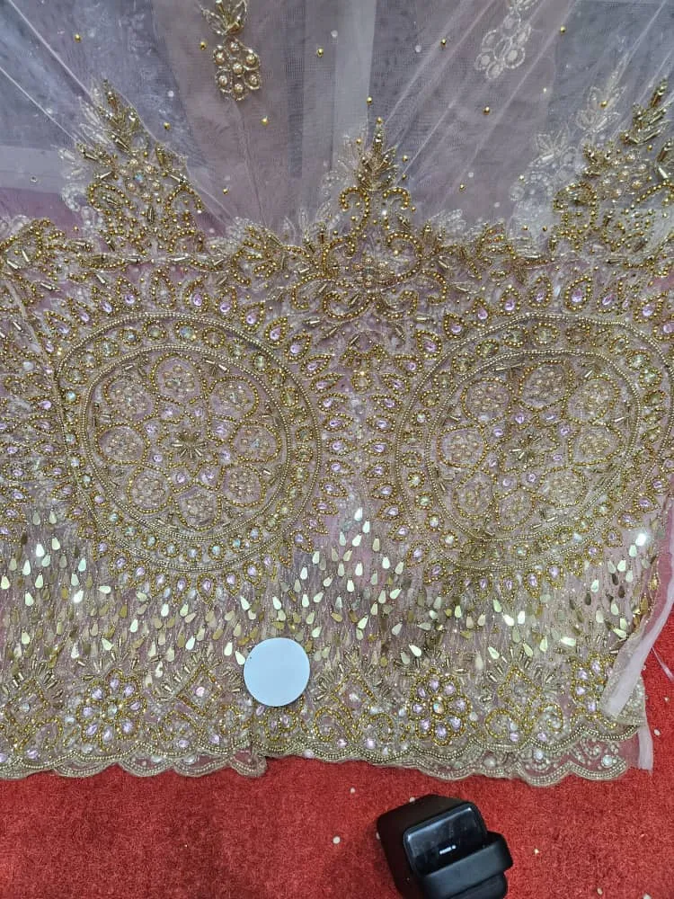 Rose gold beaded lace